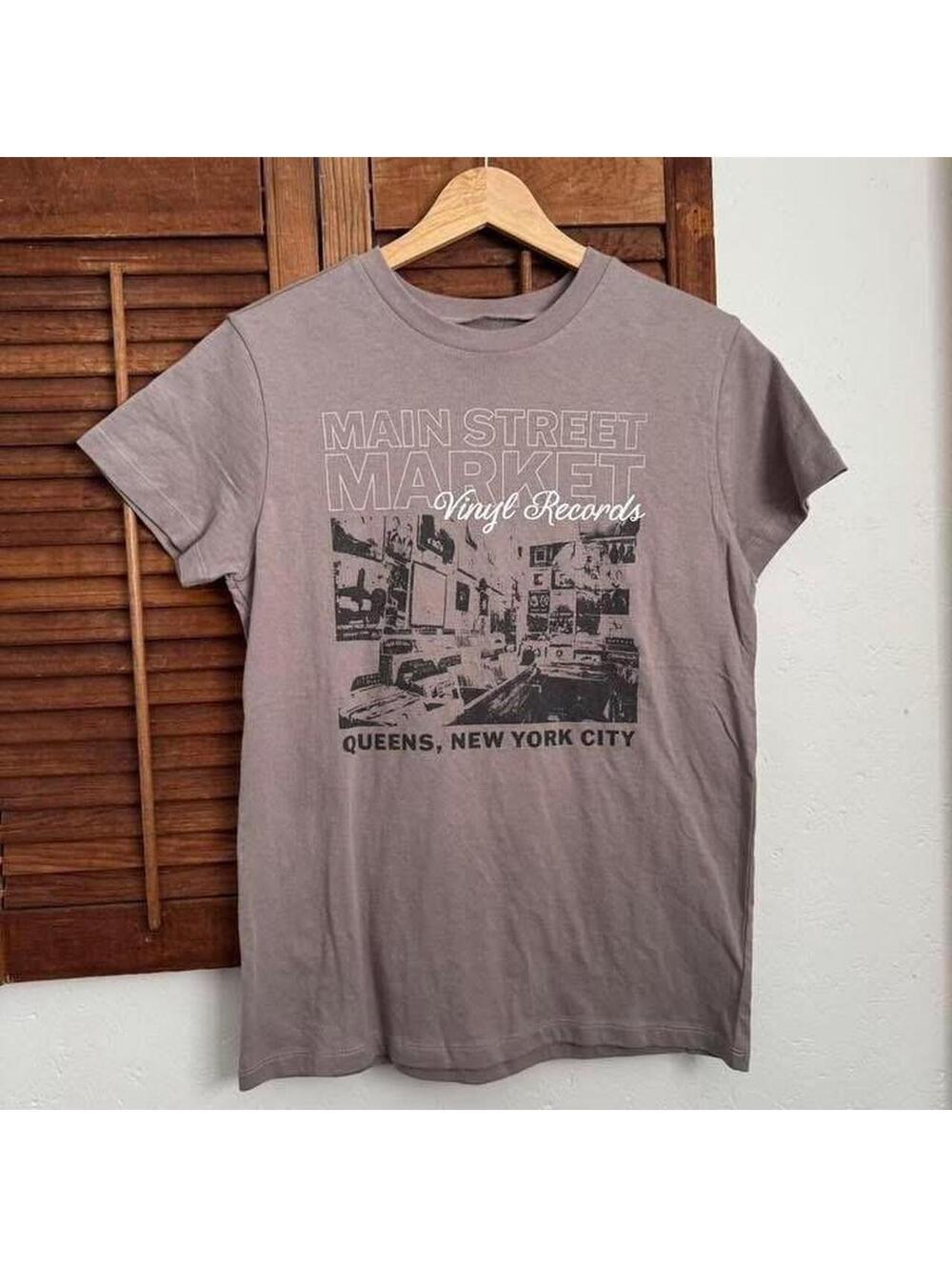Grey brown records 100% cotton urban tee